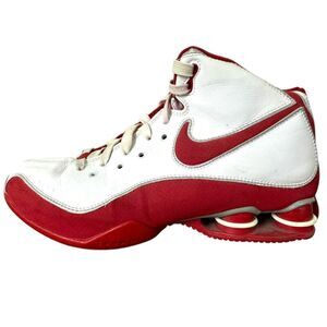NIKE Flight Elite Slam Shox Basketball White Red Shoes Womens 8 Men 6.5